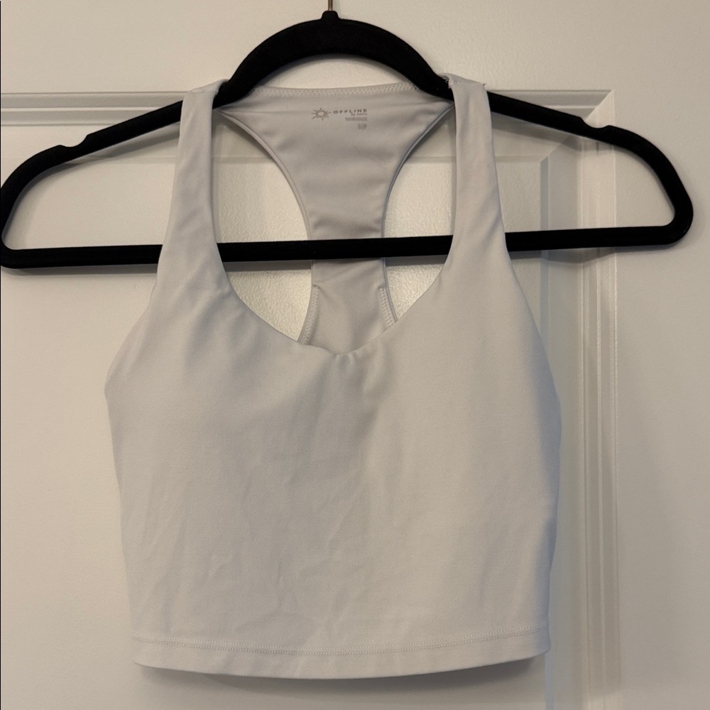 Aerie White Racerback Crop Top